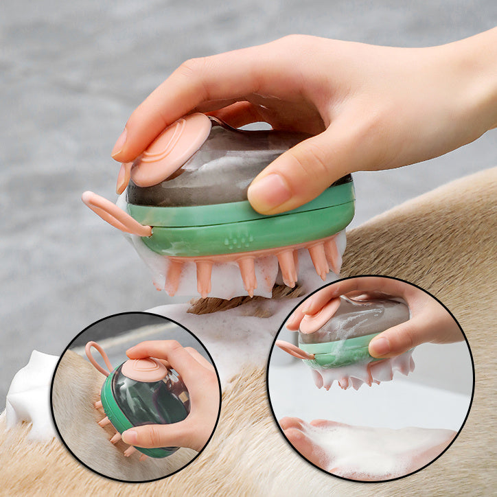 2-in-1 Pet Bath & Massage Brush with Soap Dispenser