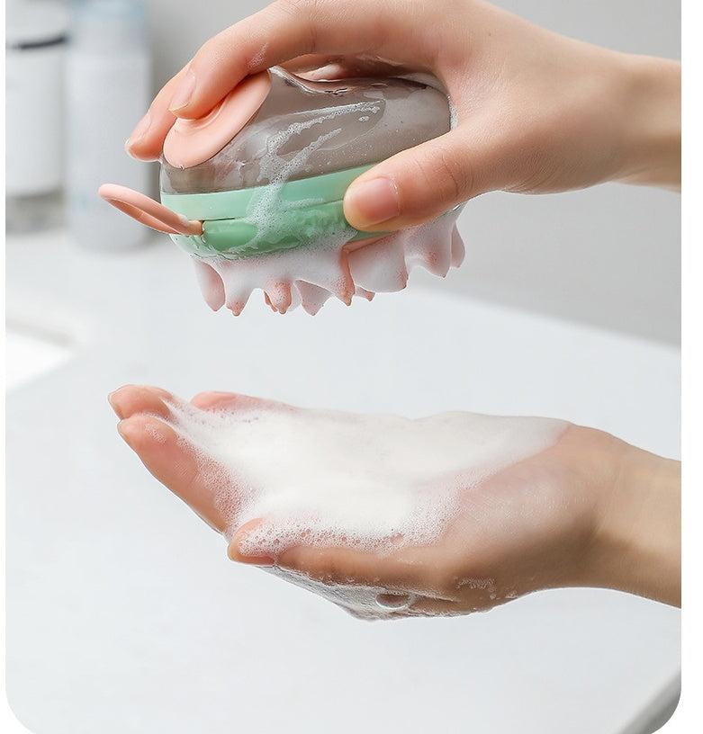 2-in-1 Pet Bath & Massage Brush with Soap Dispenser